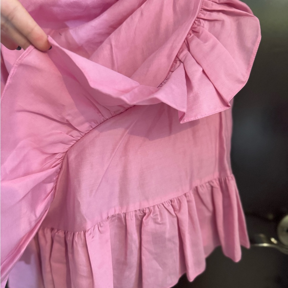 Pink Strapless Ruffled Mini Dress - Picture 2 of 8